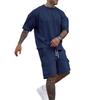 Herren Mode Lässig Sport Einfarbig Zweiteiliges Set Kurzarm T-Shirt und Shorts