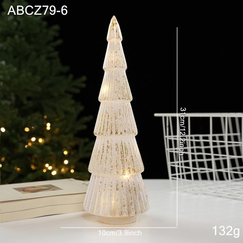 Christmas Glass Tree Table Lamp Vintage Desktop Light With Star Sequins Holiday Decor