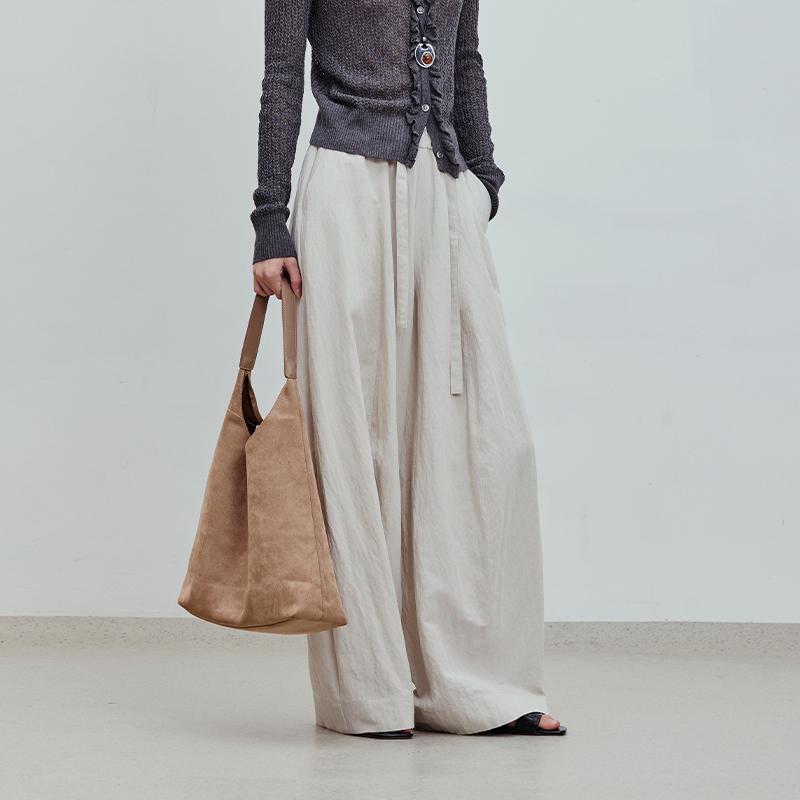 2026 Spring Retro Linen Nylon Wide-Leg Pants Medium