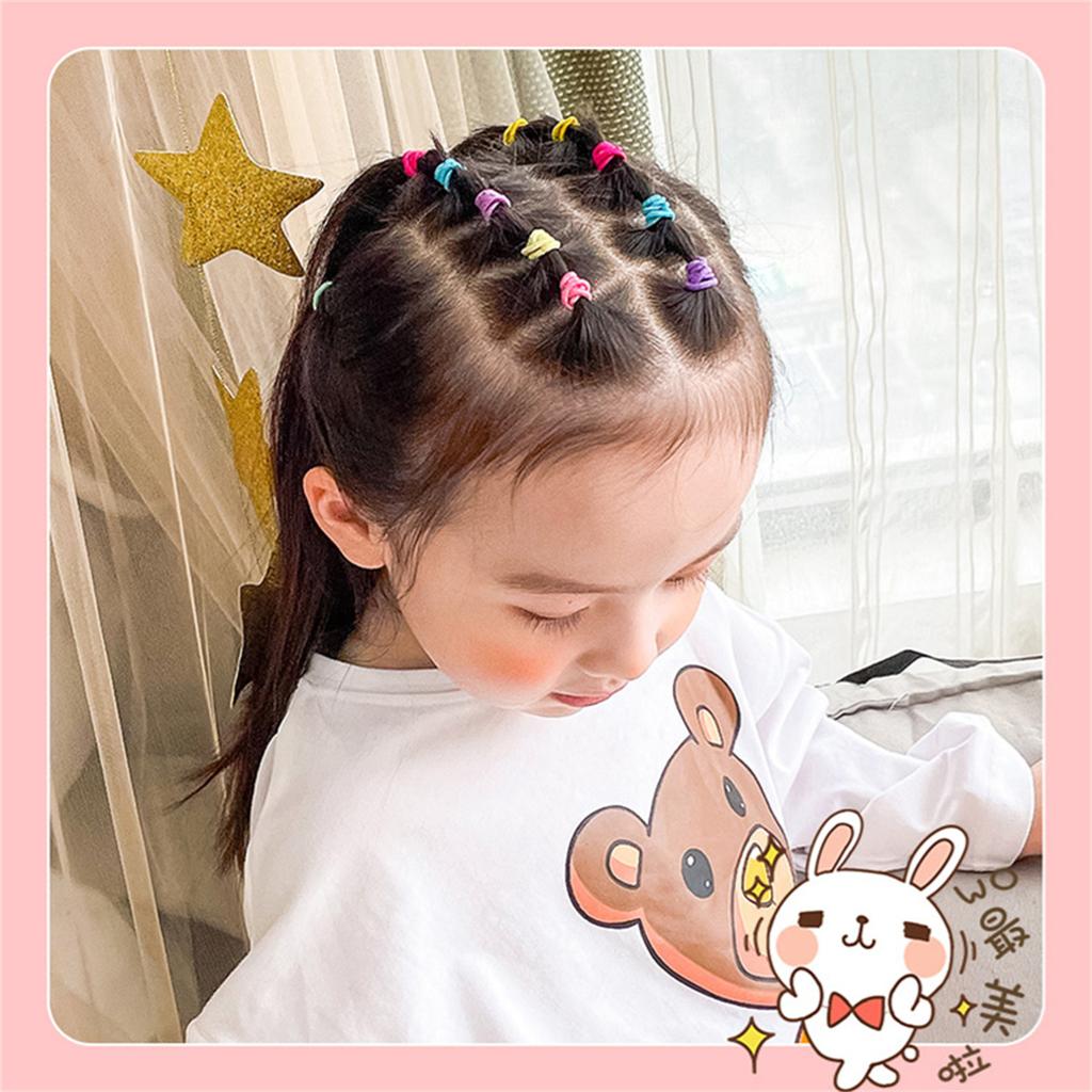 100 KS Barevné Základní Nylonové Elastické Gumičky do Vlasů pro Dívky na Držení Ohonu Scrunchie Gumička Dětské Základní Vlasové Doplňky
