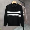 Men's Korean Color Block Striped Knit Polo Sweater - Trendy Autumn/Winter Fashion