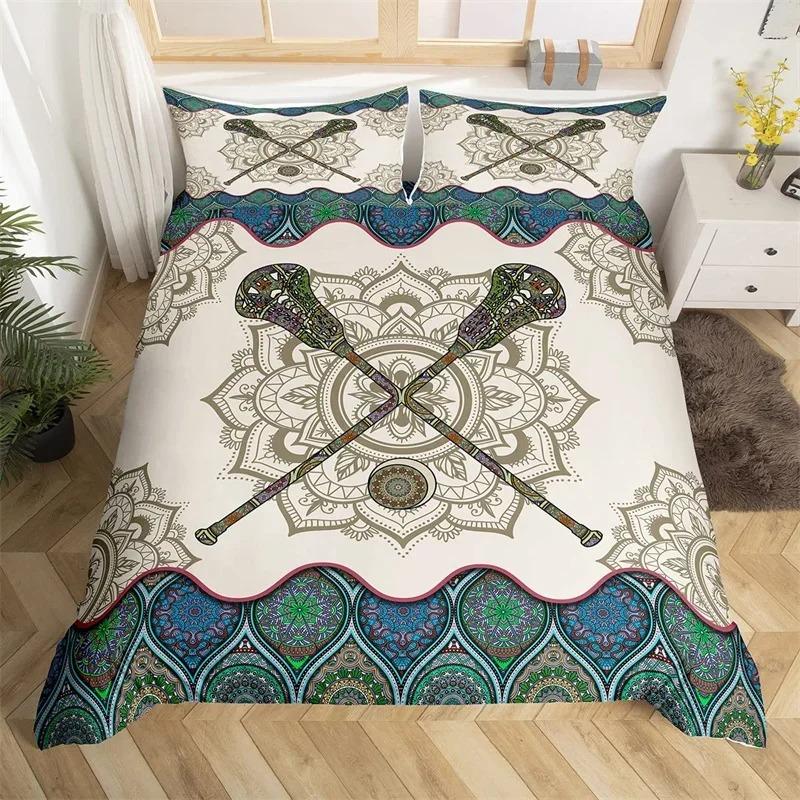 Lacrose Soft durable Quality Duvet Cover Ful Quen Lacrose Field Winter Bal Sports Games Beding Set Modern Athletic Competion Warm Comforter Cover