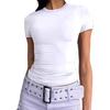 Sommer Damen Slim Fit Rundhals Milchseide T-Shirt, Y2K Mode Lässiges Crop Top für Damen