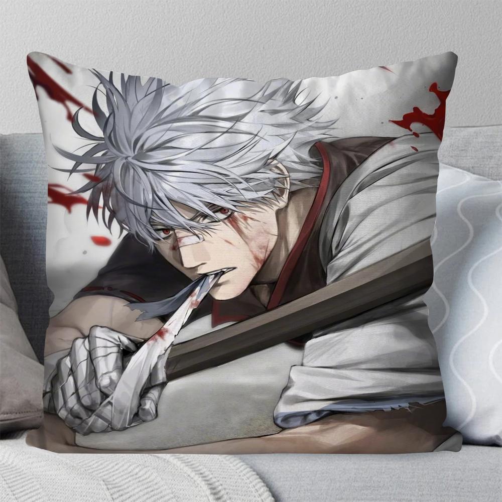 1pc Gintama Animation Pillow Case Square Pillow Bedroom Sofa Leisure Comfort Cushion Car Living Room Home Decoration 40X40
