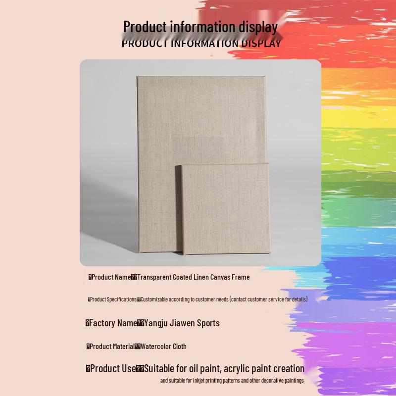 Transparent Coated Linen Canvas Frame for Hand-Painted DIY Oil Painting - Pure Cotton Linen Canvas Board