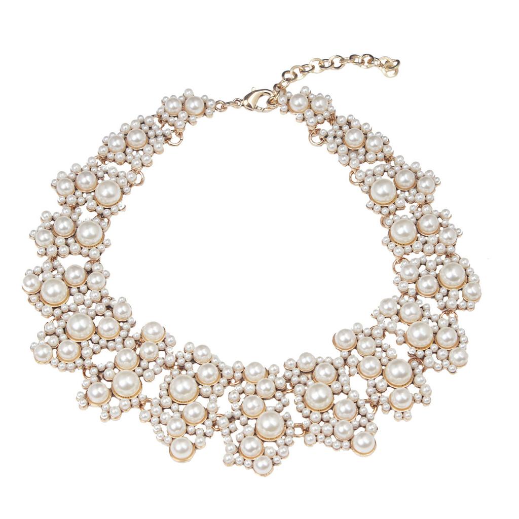 Europäische und Amerikanische Übertriebene Kurze Perlen, Diamant Halsketten, Modische Retro Blumen Damen Accessoires 2026