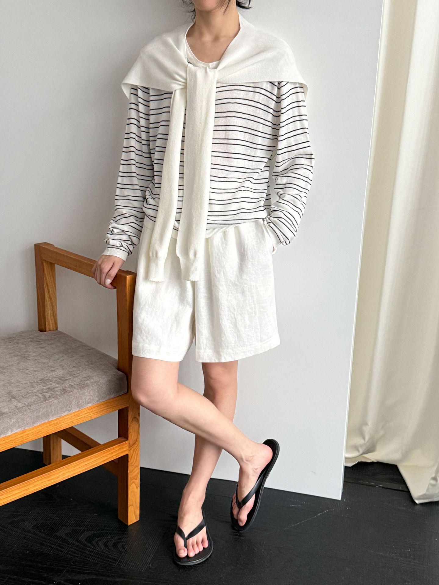 Shi Jian 2026 Spring Collection: Detachable Two-Piece Knit Cardigan & Shawl Set One Size