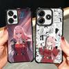 Darling Zero Two 02 Anime Plating Phone Case For Xiaomi Redmi Note 14 15 Pro Plus 13 12 11 11S 11T 10 9S 9 5G Anti-Fall Airabag
