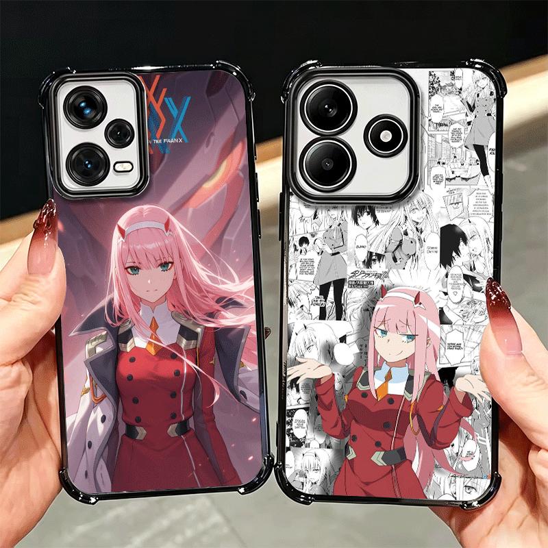 Darling Zero Two 02 Anime Plating Phone Case For Xiaomi Redmi Note 14 15 Pro Plus 13 12 11 11S 11T 10 9S 9 5G Anti-Fall Airabag