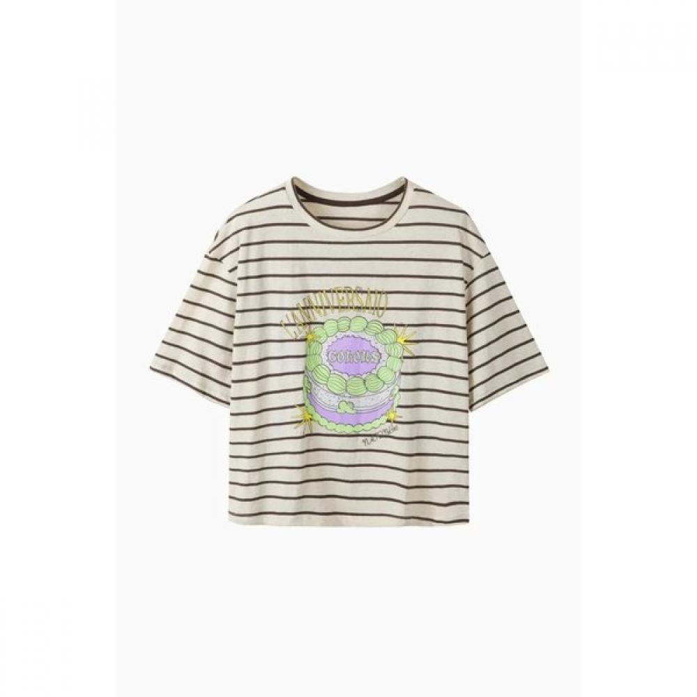 Benetton ShorT Sleeve T shirT prinTing sTripe baTs99631