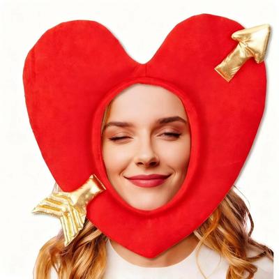Kids Toys Gifts Red Heart Shaped Hat Warm Creative Cupid's Arrow Hat Novelty Headgear Pullover Hat for Women Men