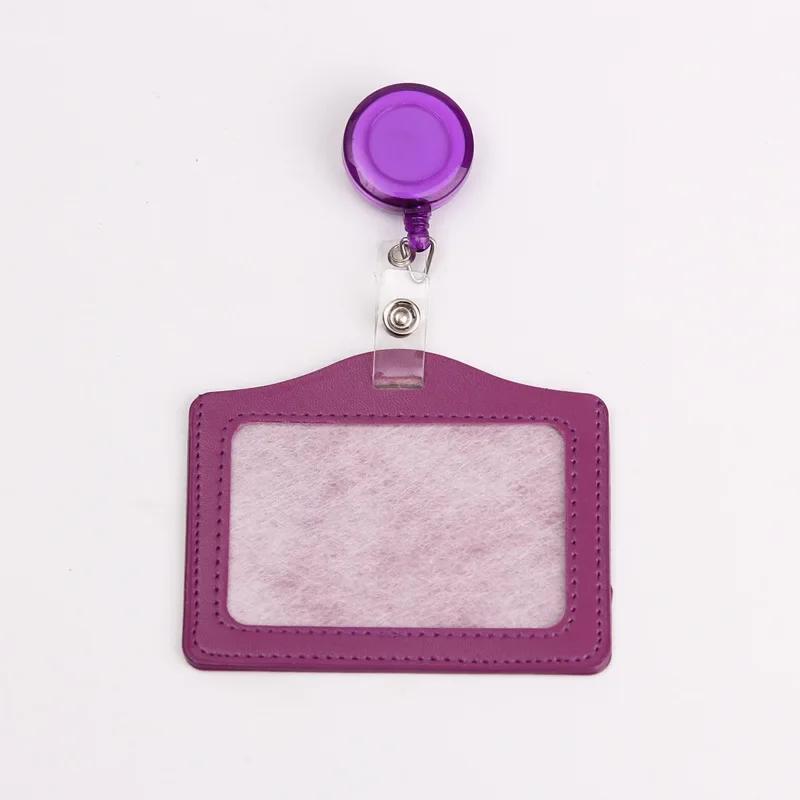 Women Man Bank Credit ID Card Holders Bus Identity Badge Protector Cover Bus Card Covers with Retractable Reel Office Supply