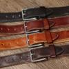 3.8CM Pure Cowhide High Quality Genuine Leather Belts for Men Brand Strap Male Stainless Steel Buckle Fancy Vintage Jeans Cowboy