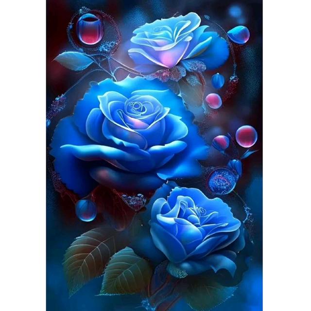 DIY 5D Diamond Painting Blue Rose Butterfly Flower Picture New 2023 Mosaic Art Diamond Embroidery Cross Stitch Kits Crystal Inlay Home Decor U63