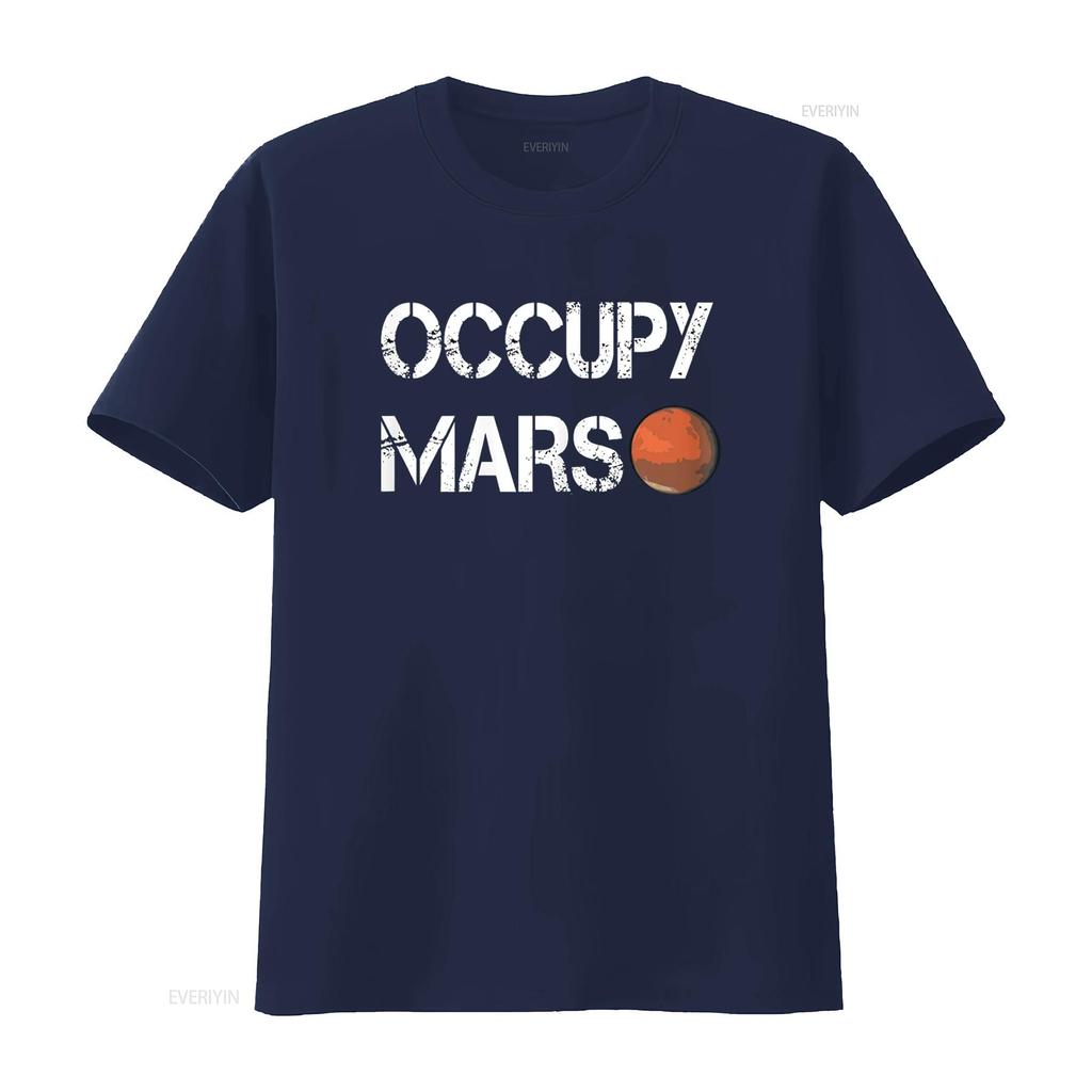 The Explorer Occupy Mars Space T Shirt vintage Washed Soft streetwear Versatile Slightly graphic Unisex homme Stylish
