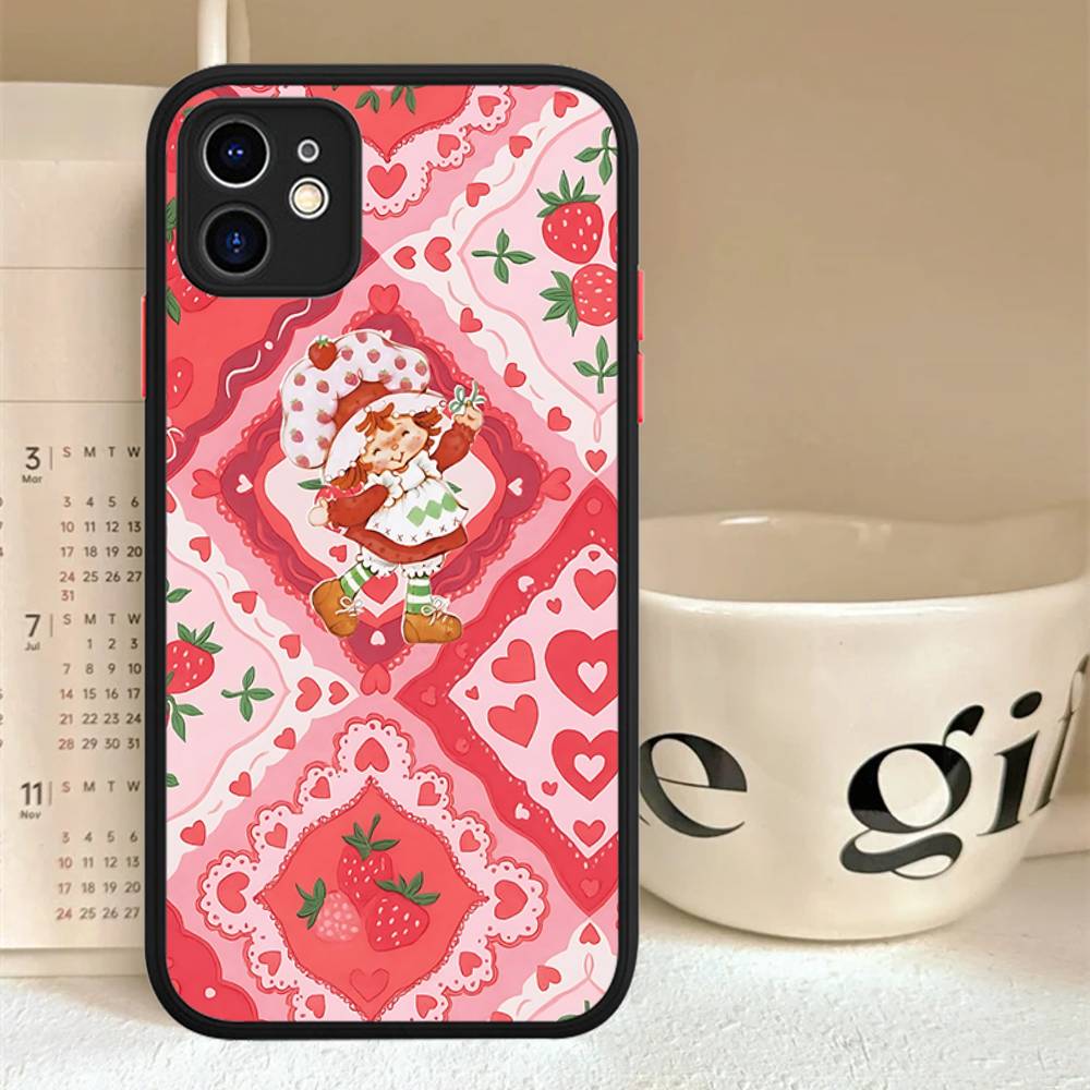 S-Strawberry-shortcake Girl For IPhone 11 12 13 14 15 16 Pro Max Plus X XS MAX Back Cover Matte Phone Case