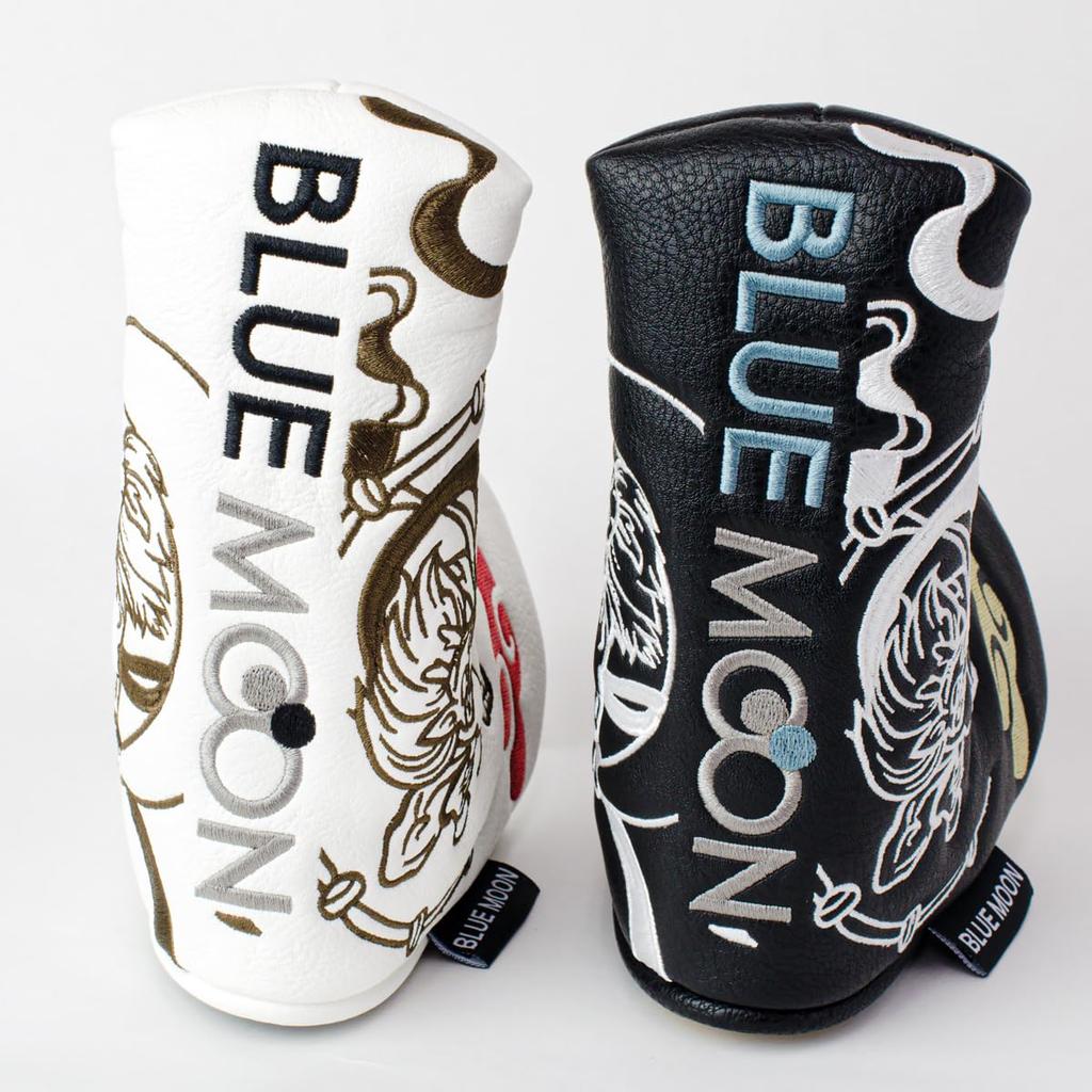Blue Moon Putter Cover Fujin Raijin Pin Type Blade Mallet BMPC-4FR Head Cover Magnetic (White)