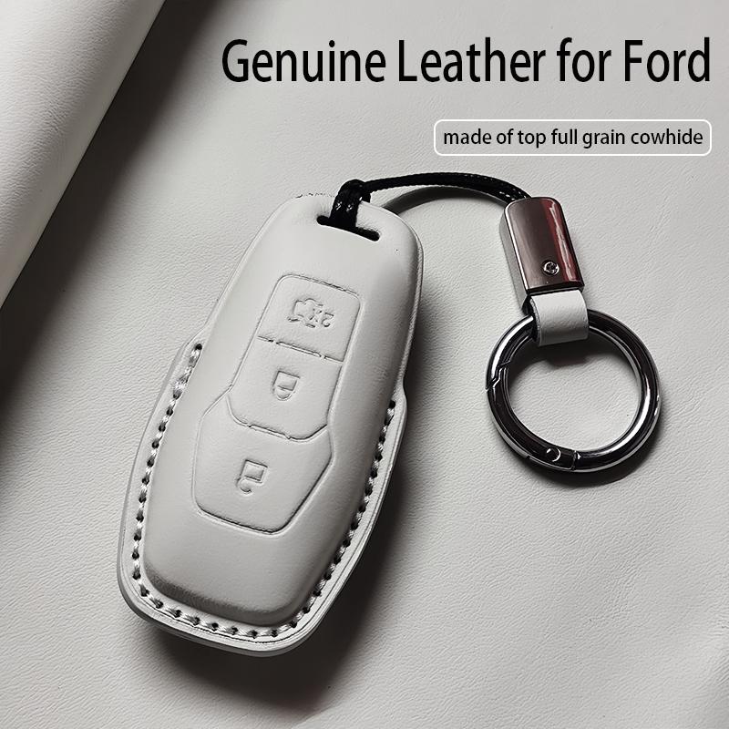 Genuine Leather Car Key Case Cover Fob For Ford Focus 3 4 St Mondeo 5 Mk5 Mustang F-150 Explorer Edge Fiesta Kuga Mk3 4 Durable