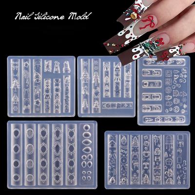 Świąteczny Bałwan Choinka Formy 3D do Paznokci Płatki Śniegu Bałwany Ozdoby do Paznokci DIY Design Silikonowa Forma do Manicure Nail Art