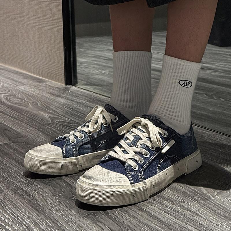 2025 New- Vintage Blue Canvas Shoes Man Original Low Top Men’s Vulcanize Shoes Summer Skateboard Sneakers Men Zapatillas Hombre*