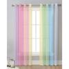 Candy Rainbow Stripes Translucent Drapes for Bedroom Space Living Room Decoration Window Opening Drape for Kitchen Area Tulle Voile Organza Curtains