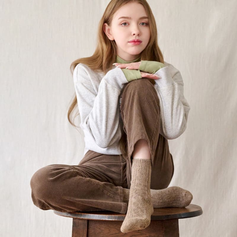 

lululela Warm Winter Wool Knit Socks (8 Colors) brown