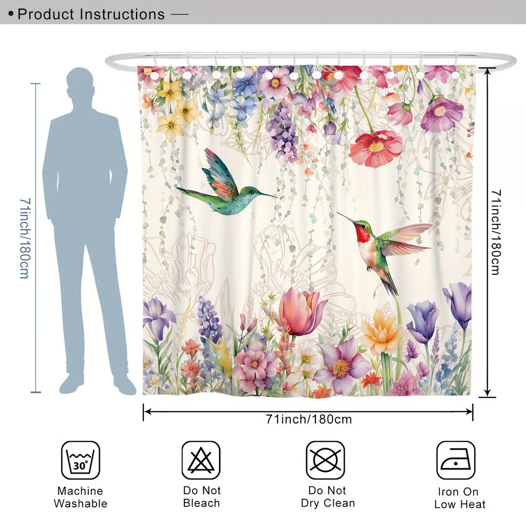Whimsical Hummingbirds and Wildflowers Shower Curtain - Multi-Style Bath Decor, Perfect for Those Who Love Nature-Inspired