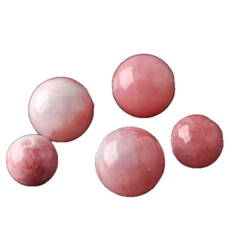 Pink and White Peach Blossom Jade Beads Diy Handmade Beading Material Kit for Chalcedony Bracelet with Persian Jade Accessories