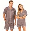Matching Couples Pajama Set - Short Sleeve Button Hem Top and Shorts - Soft Casual Sleepwear Loungewear for Men Women Sizes S to XXXXL