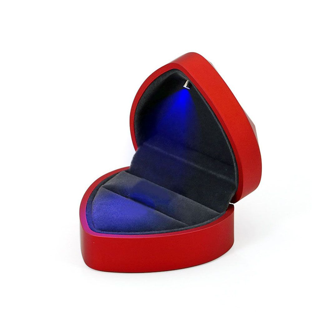 Proposal Velvet Wedding Ring Holder Heart-shaped Jewelry Display Organizer Storage Case Ring Box