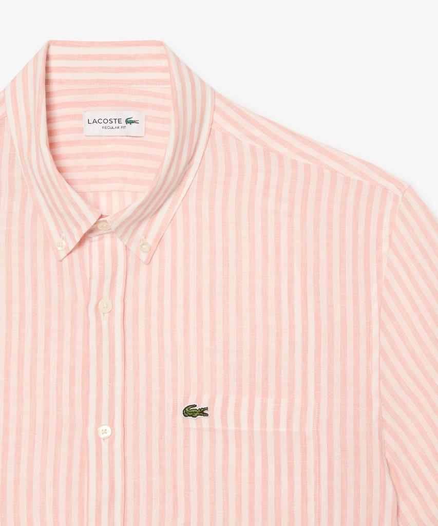 LACOSTE Men'S Linen Striped Short Sleeve Shirt Ch8061-56G Tim