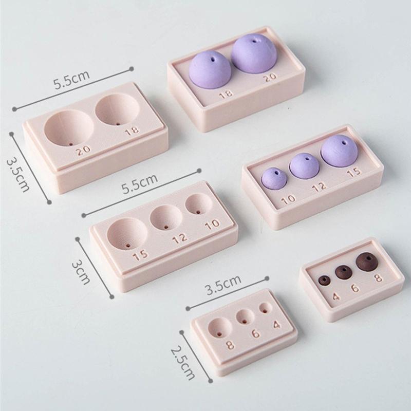Polymer Clay Bead Maker Tool Round Ball Shaping Mold with Hole Punch for DIY Jewelry Earrings Necklaces Crafting Accessories