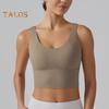 Yoga Vest Bra with Fixed Breast Pads Deep V Back Design Sport Vest Solid Color Shockproof Bra Top Running Fitness Camisole