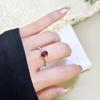 S925 Sterling Silver Ring Natural Peridot Garnet Crystal Inlaid Brushed Craft Fashion Finger Ring For Women