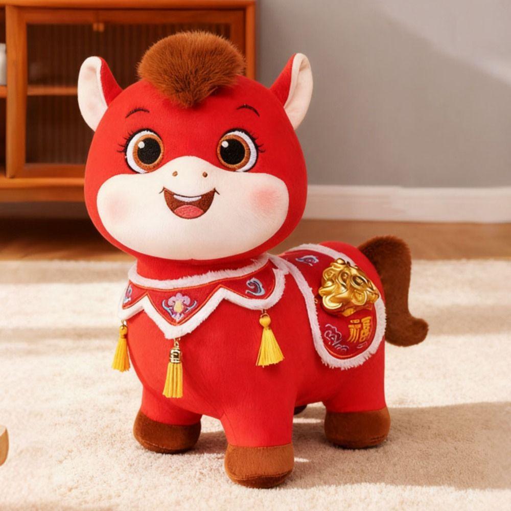 Soft Plush Horse Plush Doll Chinese Style Chinese Stuffed Horse Doll  Chinese New Year Gift