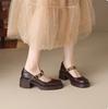 ins stepping on shit! The owner keeps it for himself! Retro round head flower word with thick high heels single shoes women's Mary Jane shoes