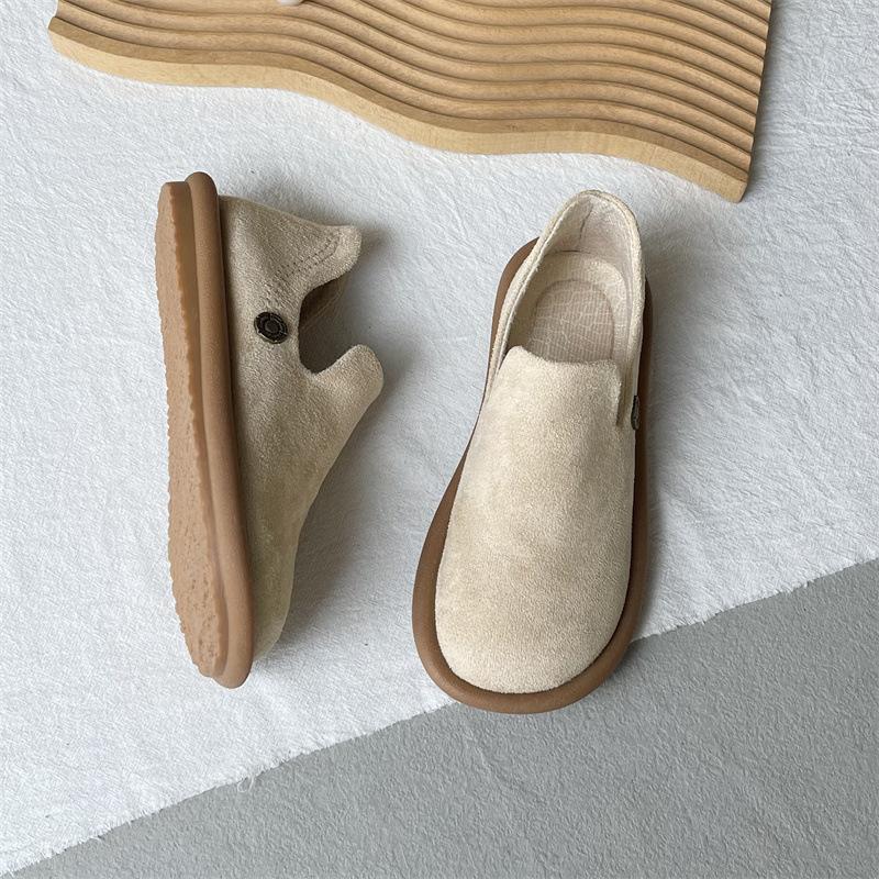 Туфли на низком каблуке с круглым носком Женская обувь С мелким вырезом Повседневные кроссовки Модные лоферы с мехом Новое платье Бабушка Лето 35