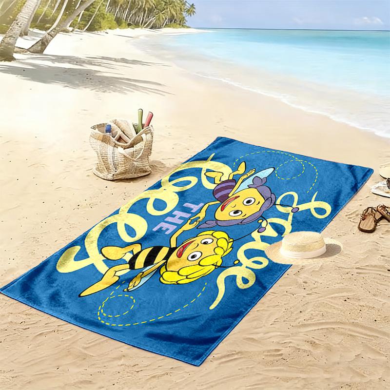 Maya the Bee Print Beach Towel, Large Soft Quick Dry Towel for Beach Camping Swimming