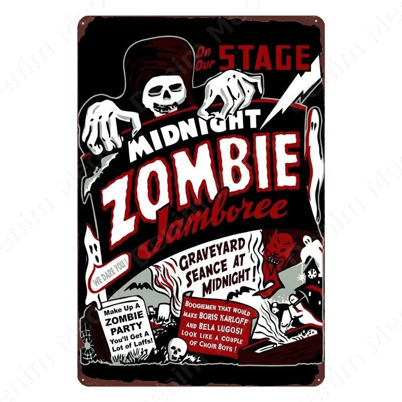 Halloween Party Vintage Metal Tin Sign Trick or Treat Home Bedroom Club Wall Decor Pumpkin Monster Poster Door Decorati