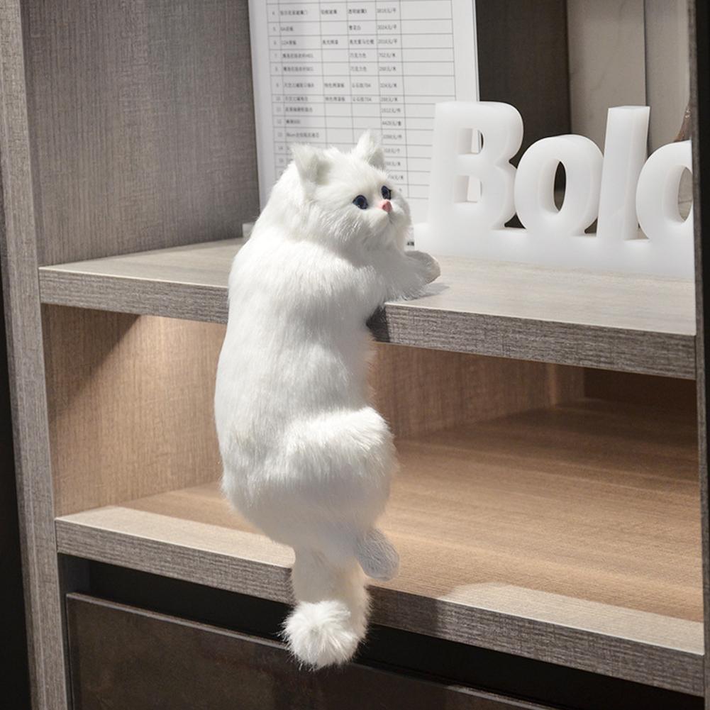 Cute Plush Simulation Cat Ornaments Stuffed Animals Figure Desktop Cats Hanging Kitten TV Realistic Furry Cabinet Deco Figu O6M3