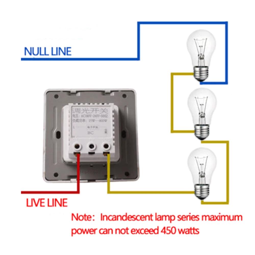 86 Type Dimmer Switch Panel Wall 220V High Power 450W Stepless Switch Dimmer Incandescent Lamp