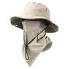 Nylon Summer Sun Hats Neck Flap Foldable Fisherman Hat Adjustable Drawstring Solid Color Visor Bucket Hat for Outdoor Activities
