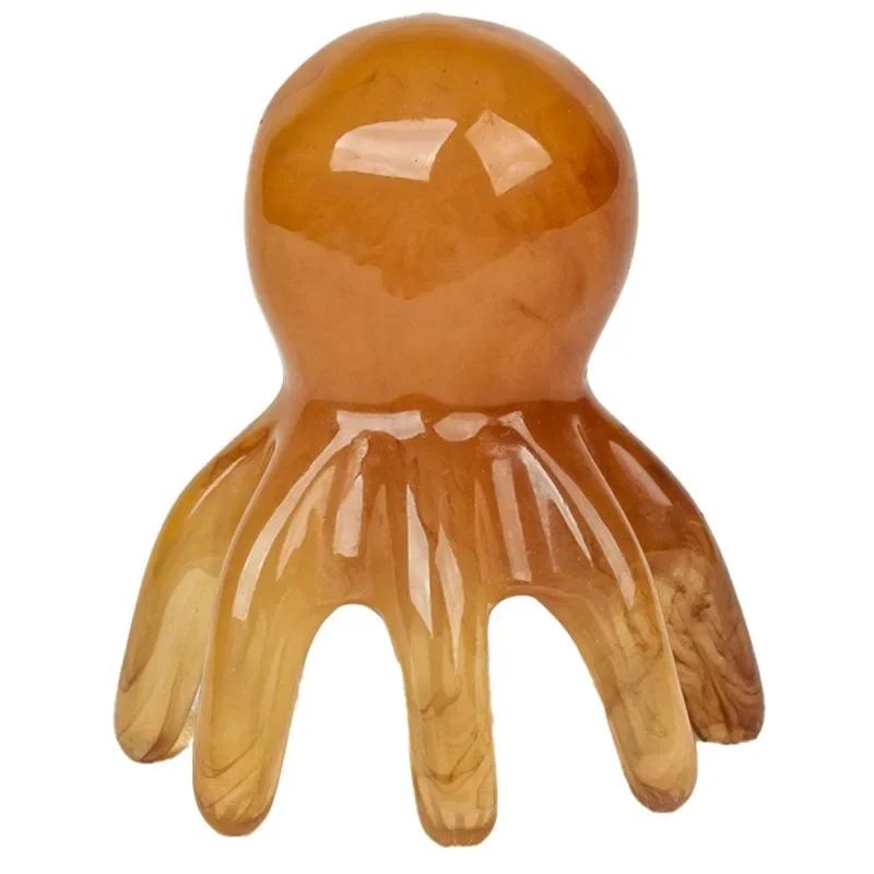 Resin Octopus Massage Comb Head Meridian Scraping Scalp Massage Brush Acupuncture SPA Gua Sha Massage Comb Fatigue Relief Massag