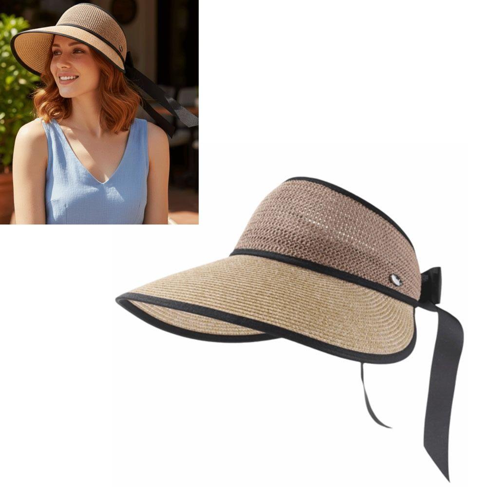 Breathable Foldable Sun Hat Adjustable Empty Top Sun Hat Durable Straw Sun Visors Beach