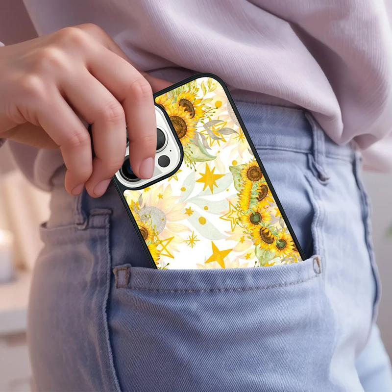 Sunflower Floral Phone Case For iPhone 17 Air 15 16e 14 13 Pro Max Coque 12 11 Pro Max PLUS cover
