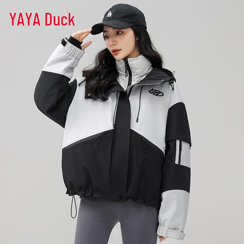 YAYA Women's Detachable Color Block Down Parka