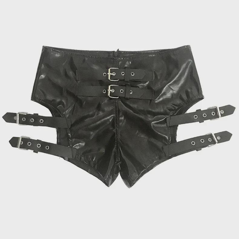 864# Patent Leather Stretch Shorts - Sexy Nightclub Dance Costumes for Women