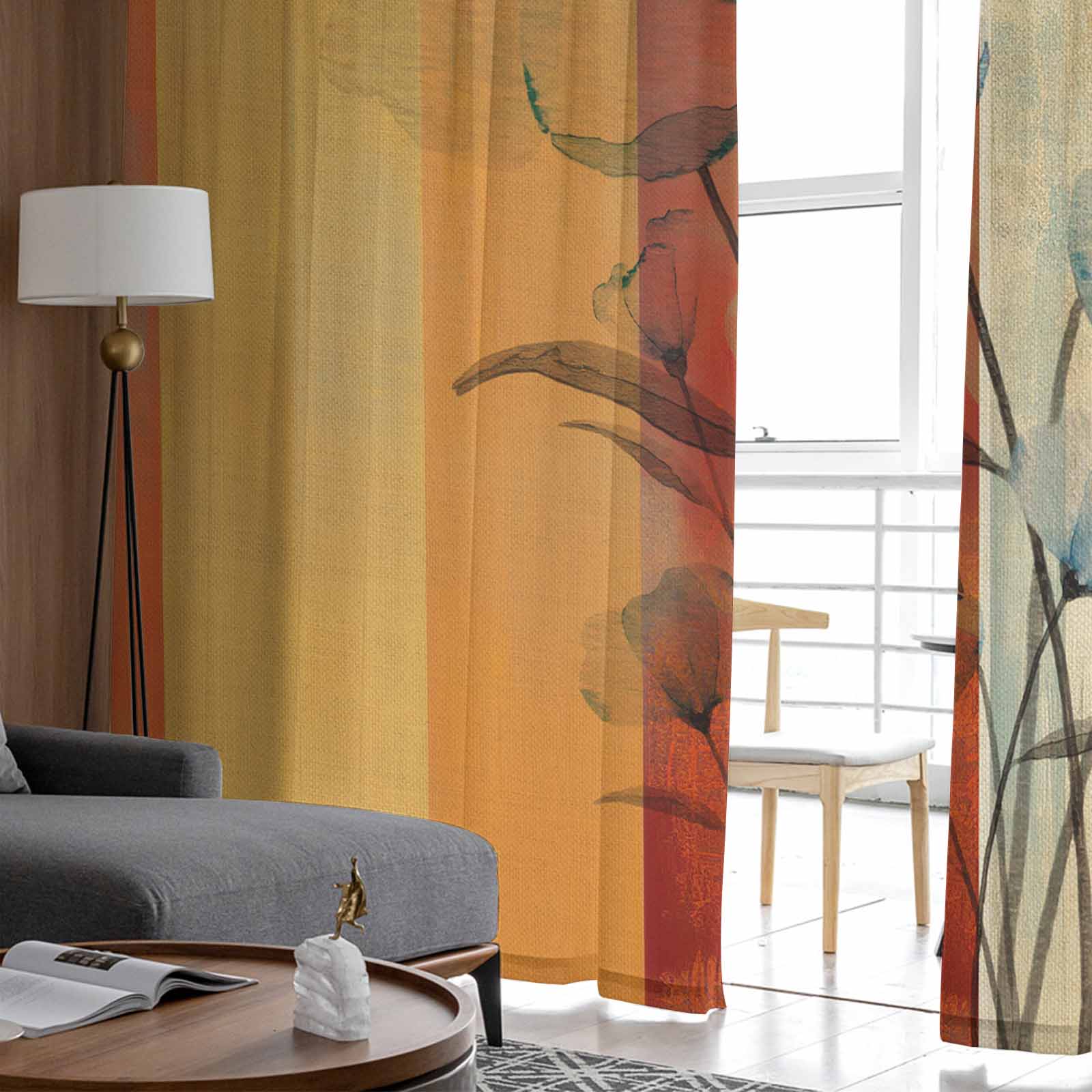 Наложение цветочных полосок тюля на окна для спальни — фото 4