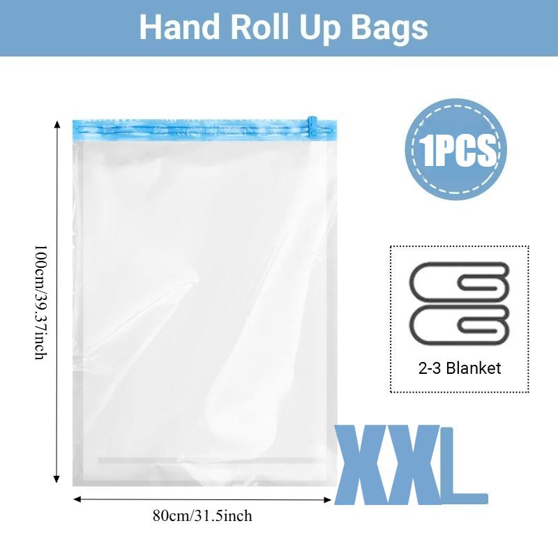 Roll Up Compression Bags Reusable Vacuum Storage Bags for Travel Organizer Saving Space In Suitcase  No Pump Required