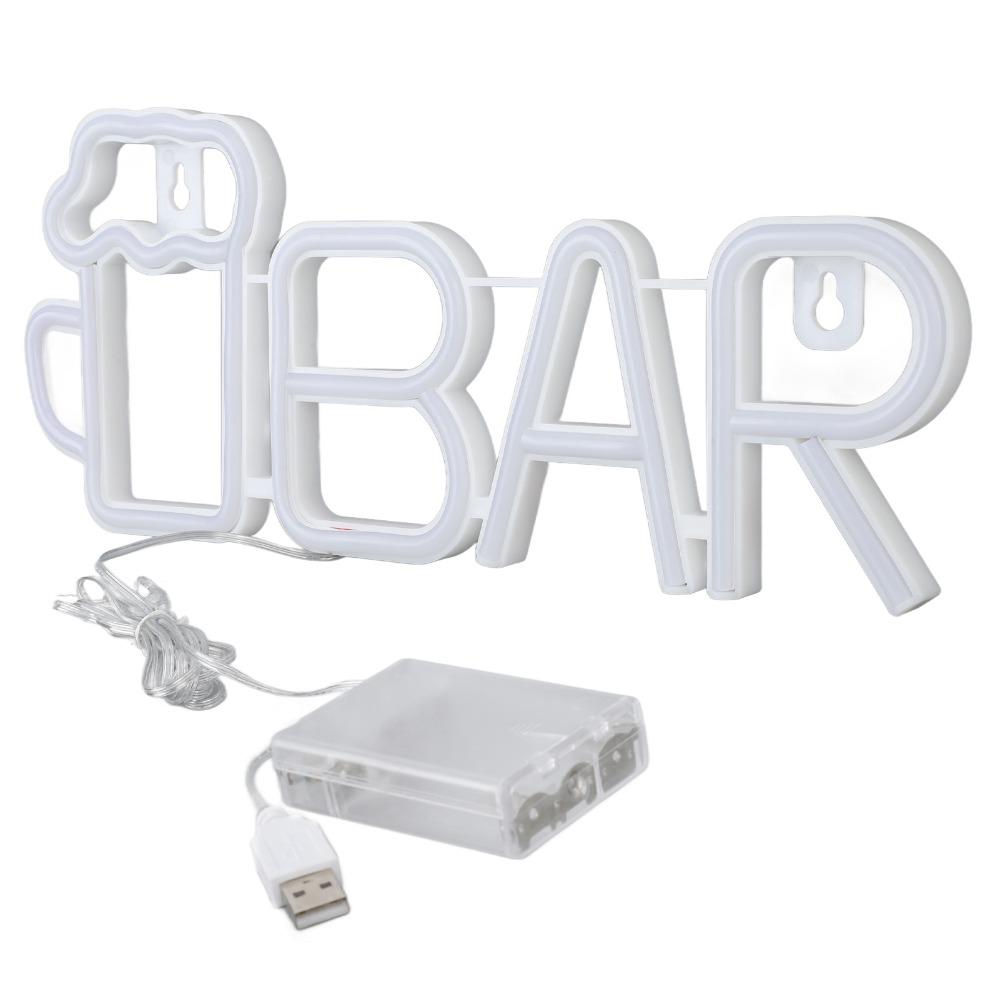 USB or Battery Powered LED Neon Sign Beer Bar Shaped LED Sign High Safety Neon Sign Bar